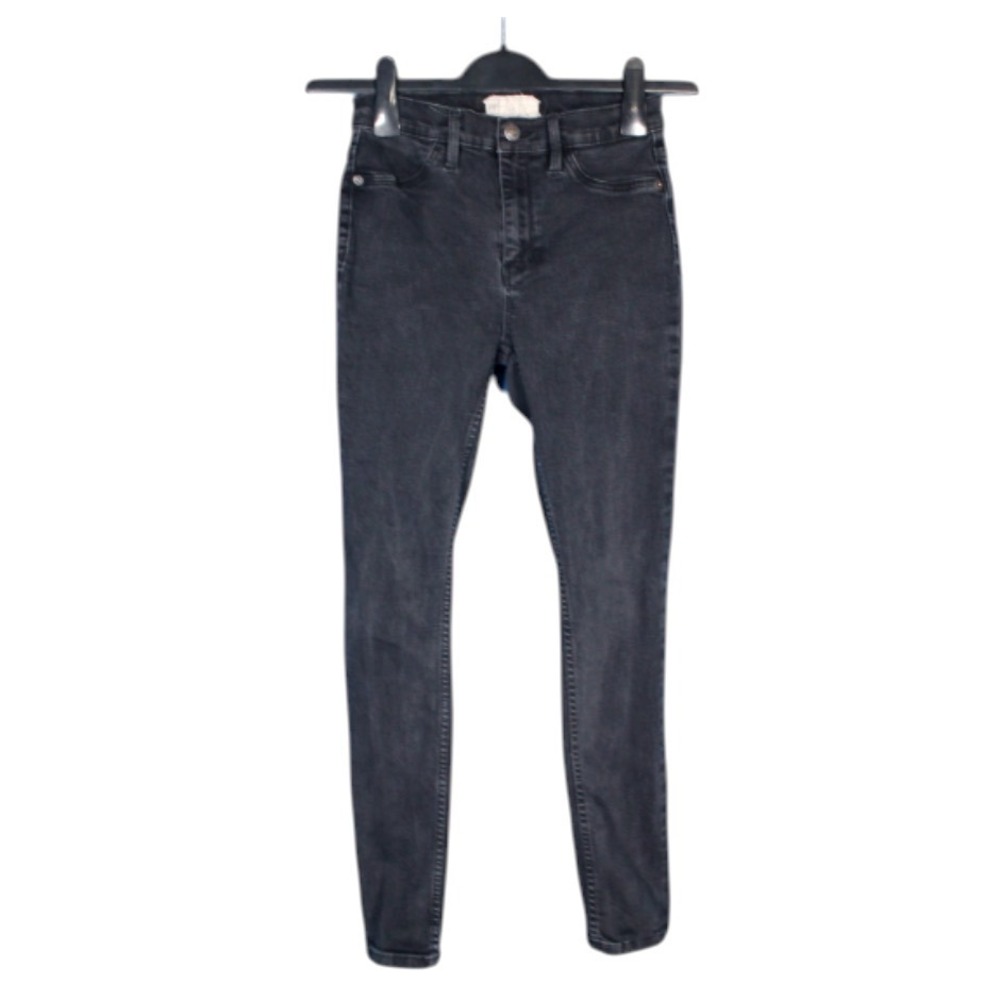 FREE PEOPLE Black DENIM Mid-Rise BACK POCKETS Skinny JEGGINGS JEAN 27 Measure 24